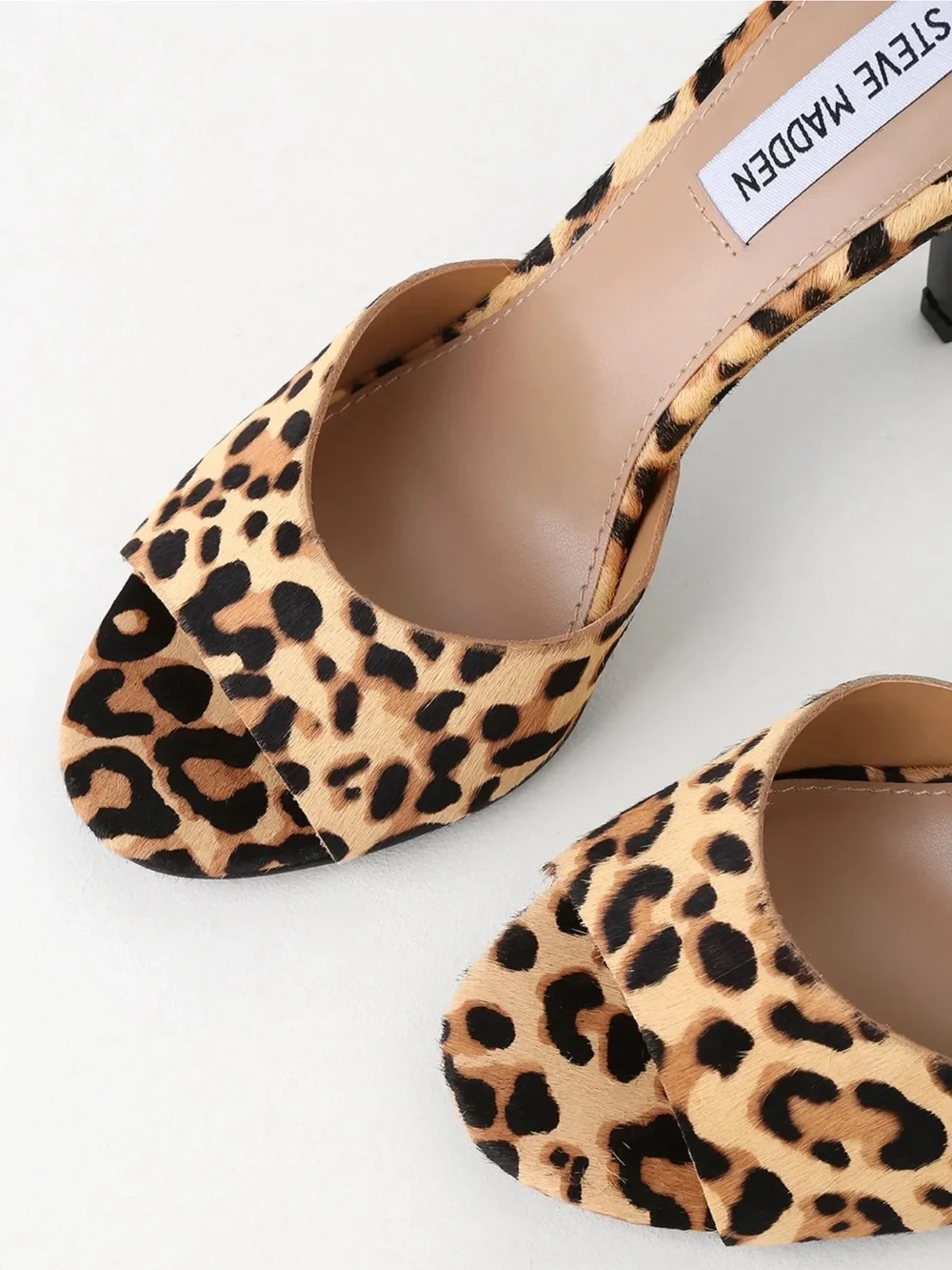 Steve Madden Stiletto Sandals Leopard-print Cow Hair Sz 8 NWOT
